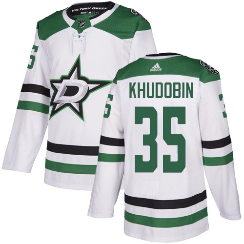 Adidas Men Dallas Stars #35 Anton Khudobin White Road Authentic Stitched NHL Jersey->dallas stars->NHL Jersey